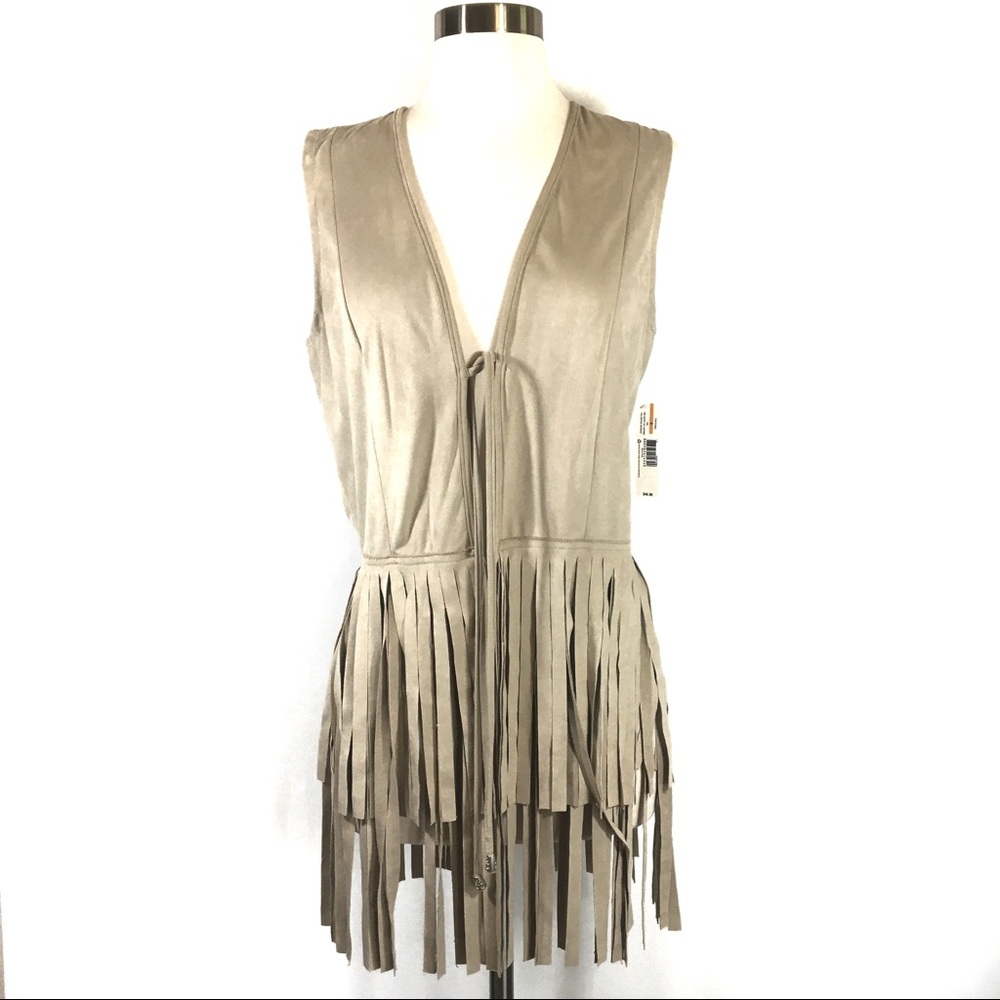 New Direction Faux Suede Fringe Vest